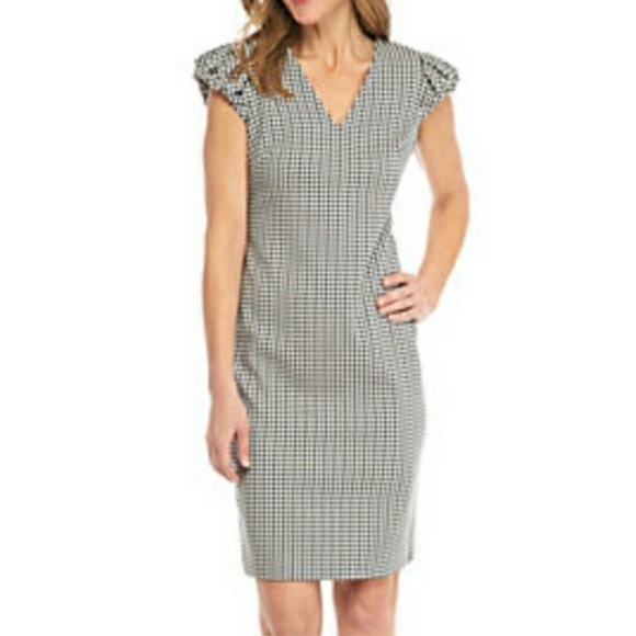 Calvin Klein ruffle v-neck sheath dress mini business career pink women’s 4 - Picture 10 of 10